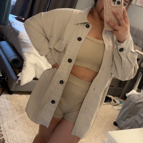 Zara Jackets & Blazers - ZARA Women's Beige Button-Up